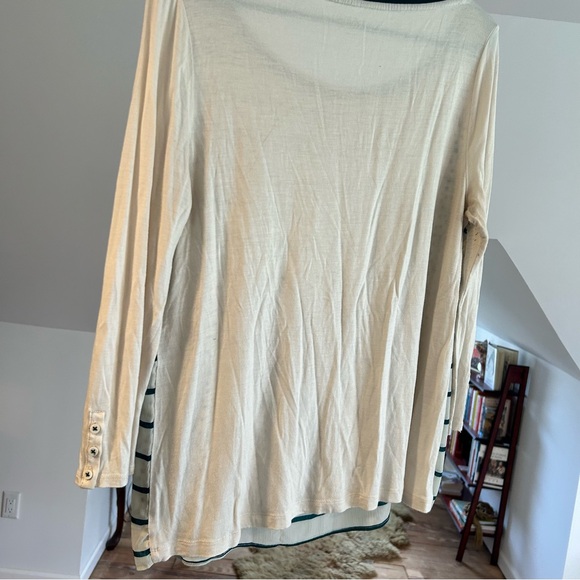 LOFT Cream Polka Dot Striped Blouse - Picture 7 of 9